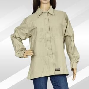 2/$30 Wrangler Workwear Canvas Long Sleeve Shirt Size L | Durable & Classic Fit